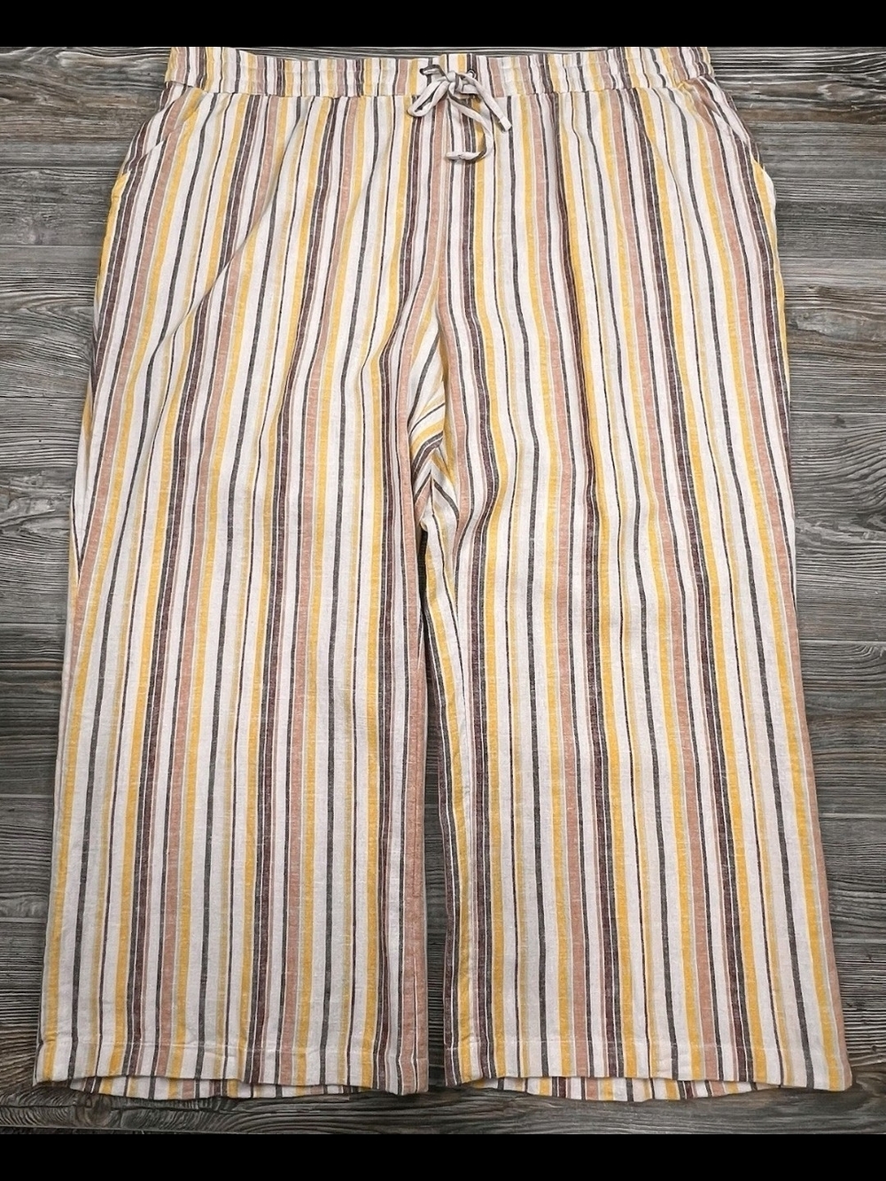 Denim & Co. Naturals Linen Blend Wide Leg Coastal Pants 3X-Petite